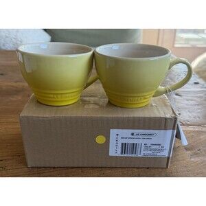 SALE! Le Creuset Stoneware 2 Giant Cappuccino Bistro Mug 14 oz Soleil Yellow NEW